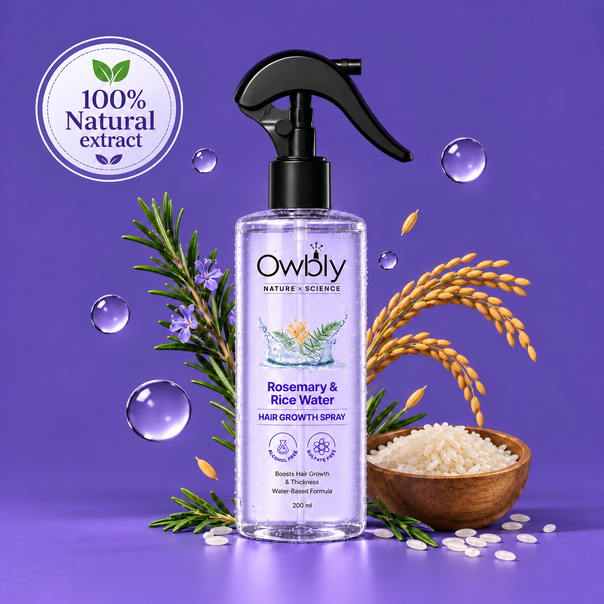 Owbly Rosemary & Rice Water Hair Spray